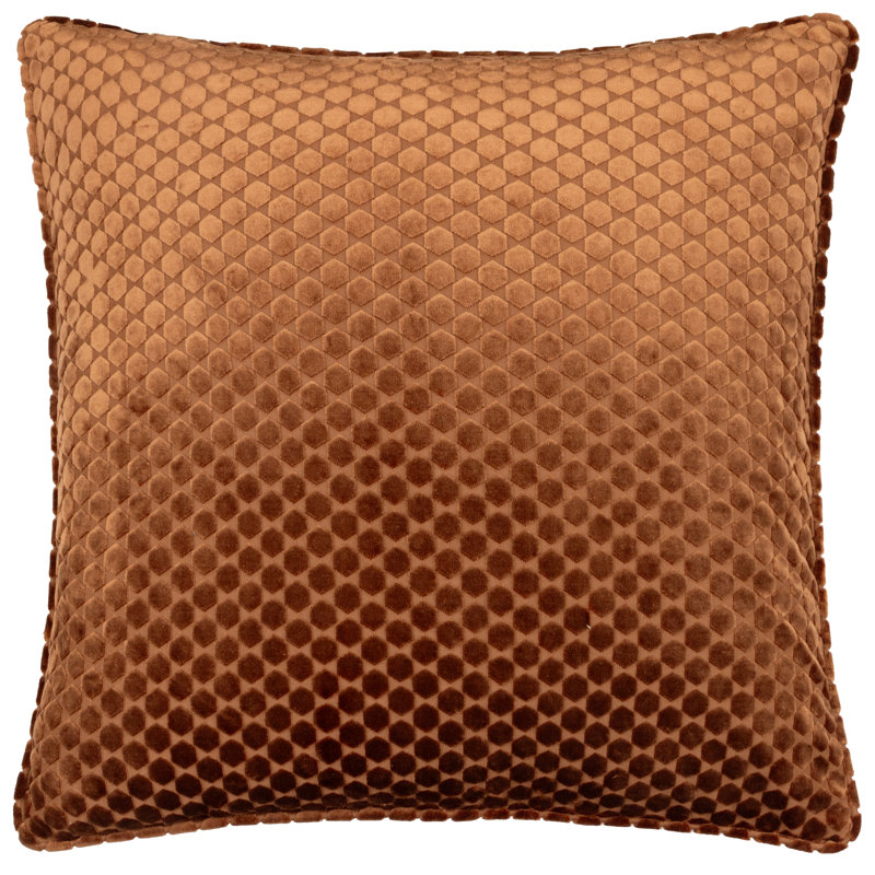 Neptune Geometric Square Cushion, Orange, Feather