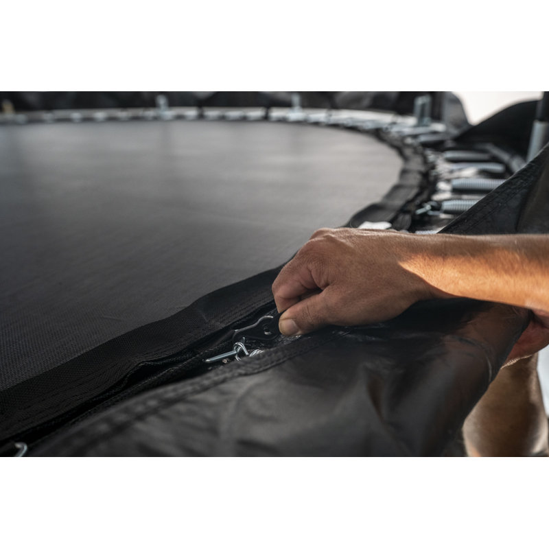 14-Foot Black Round Kids' Trampoline with Enclosure