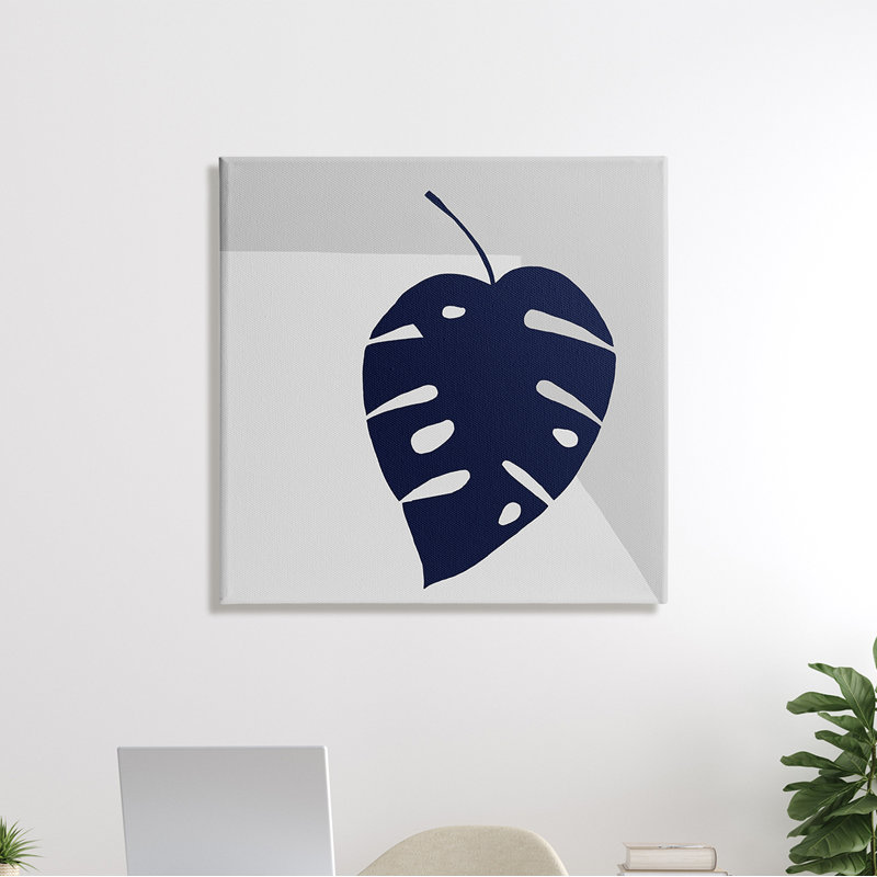 «Tropical Monstera Blue Silhouette Sharp Grey Angles» par Ruth Fromstein - impression, Toile tendue