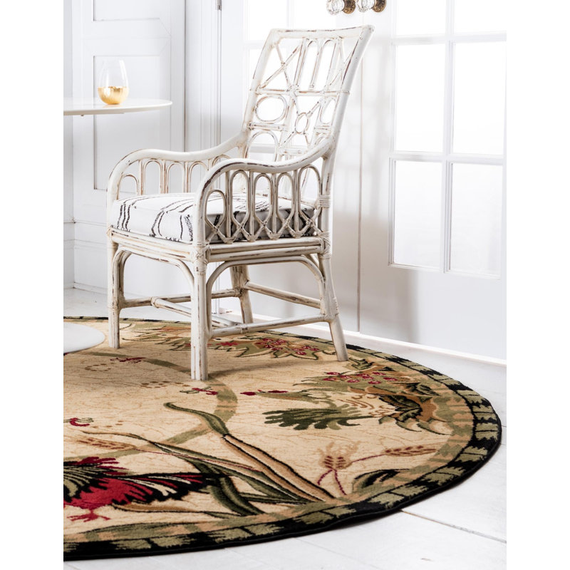 Tapis noir / vert Andersonville, Rond 10 pi, Cream