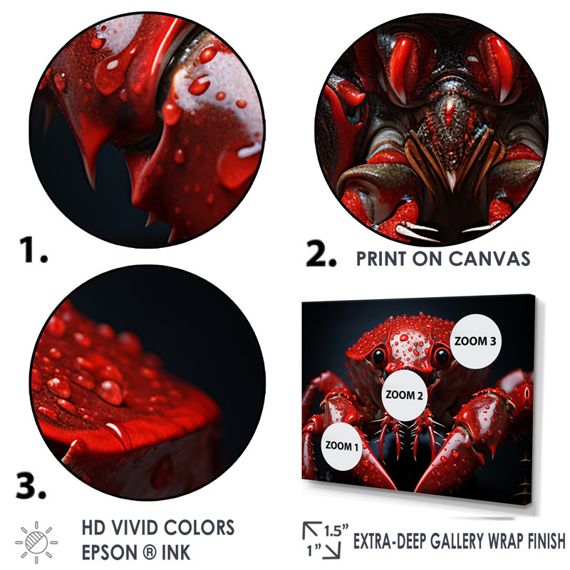 Red Mantis Shrimp I, reproduction d'art sur toile, Cadre simple argenté, H 30 po x l 40 po x P 1,5 po