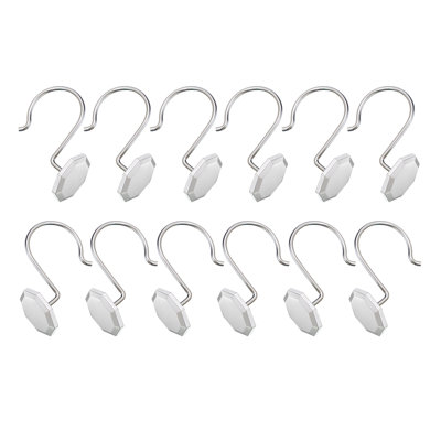 Crochets de douche Utopia Alley, crochets de rideau de douche antirouille, crochets de rideau de douche décoratifs modernes pour salle de bain, rideaux, cuisine, vêtements, serviettes, etc. - ensemble de 12, chrome