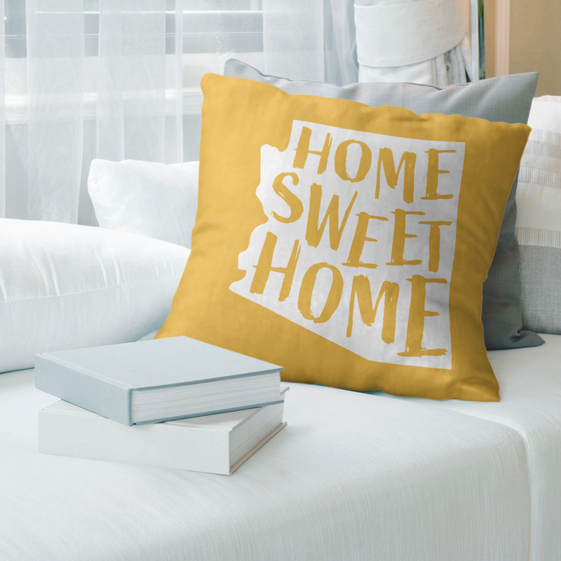 Coussin Home Sweet Alabama, Arizona, Jaune, Polyester sergé
