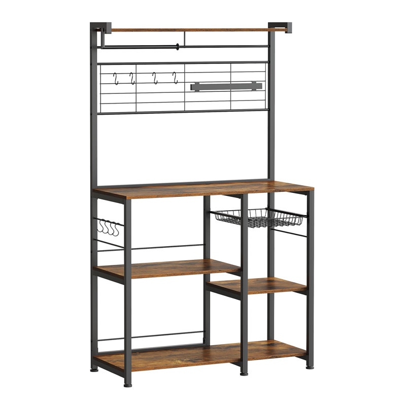 Borough Wharf kitchen shelf, free -standing shelf, kitchen worktop, kitchen island with magnetic strip for knives, wire basket, kitchen roll holder and 12 hooks