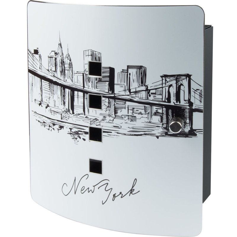 New York 10 Hook Wall Mounted Stainless Steel Locking Key Cabinet