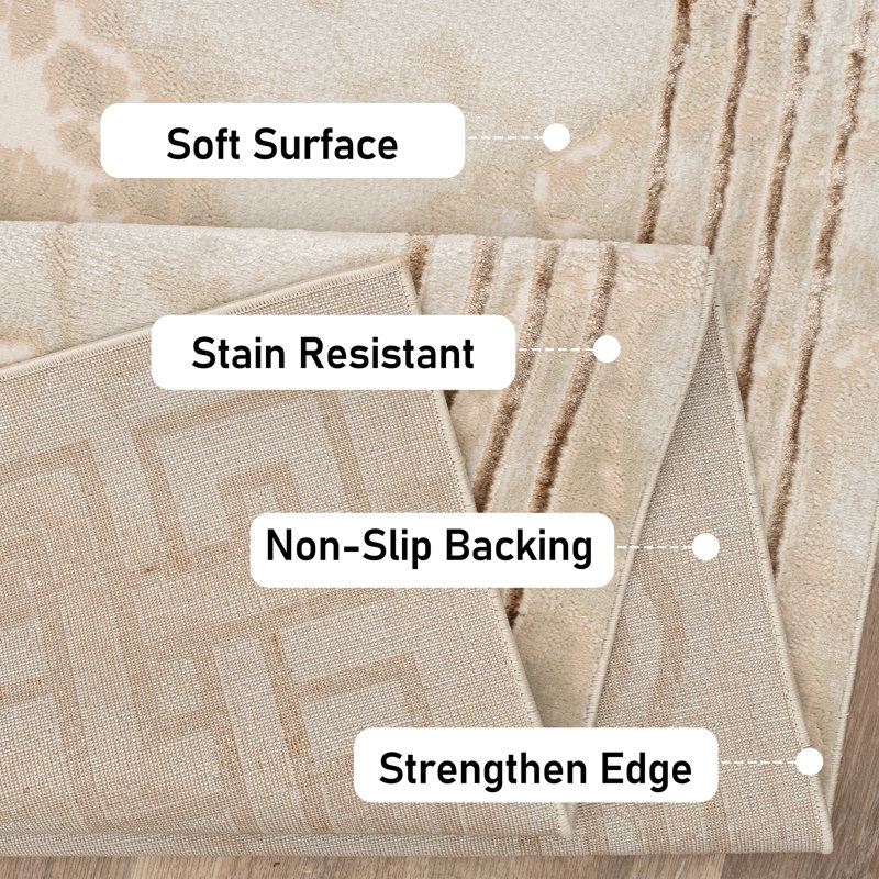 Monaco Series Abrstract Black/Gray/Ivory/Beige Area Rug, Rectangle 7'9" x 10'2"