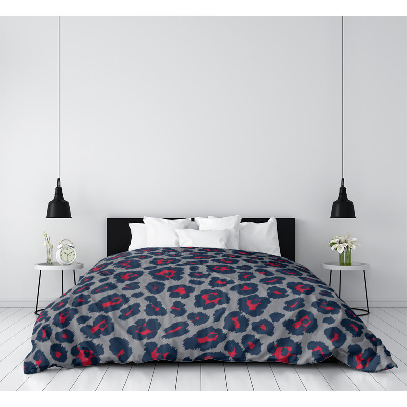 Housse de couette simple, Housse de couette simple TG, Microfibre, Gris et rouge