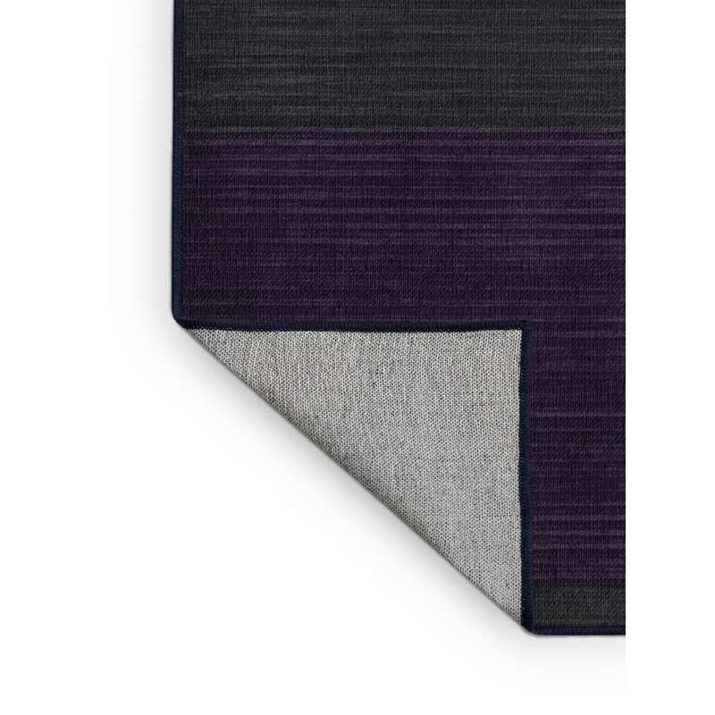 Tapis mauve à rayures horizontales lavable à la machine, Carré 3 pi