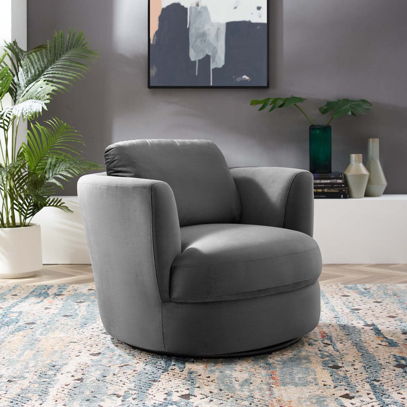 Fauteuil pivotant en velours Pirouette Performance, gris