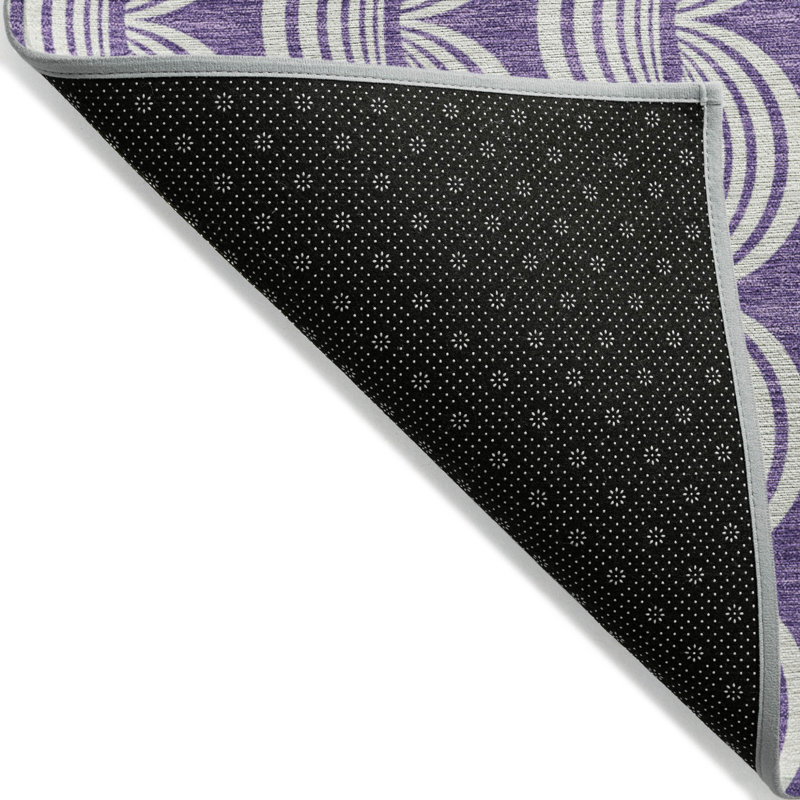 Tapis intérieur lavable rond 8 po mauve et ivoire Ogee