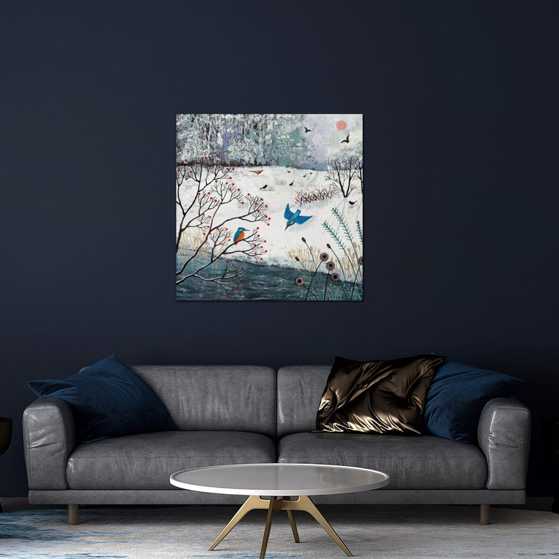 «Winter Kingfishers» par Jo Grundy - impression non encadrée, H 36 po x l 36 po x P 0,25 po