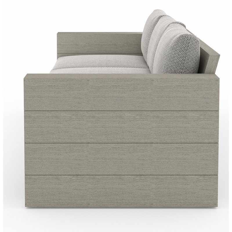 Tsubaki 96" Wide Patio Sofa, Weathered Gray, Charcoal Polypropylene/Olefin