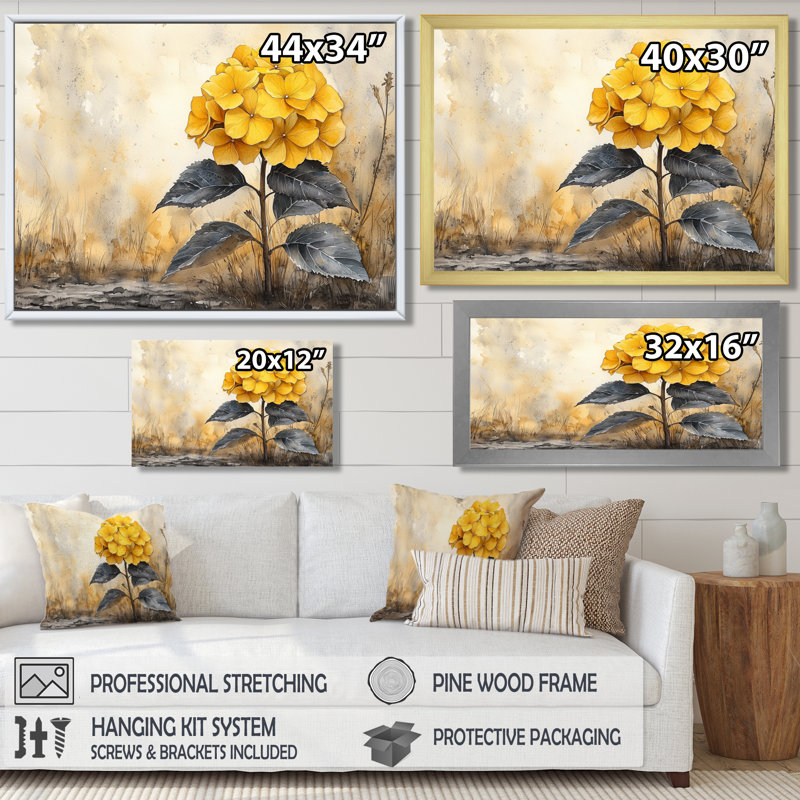 Jaal - Floral Large Wall Art, Impression d'un seul cadre photo, H 34 po x l 44 po, Blanc