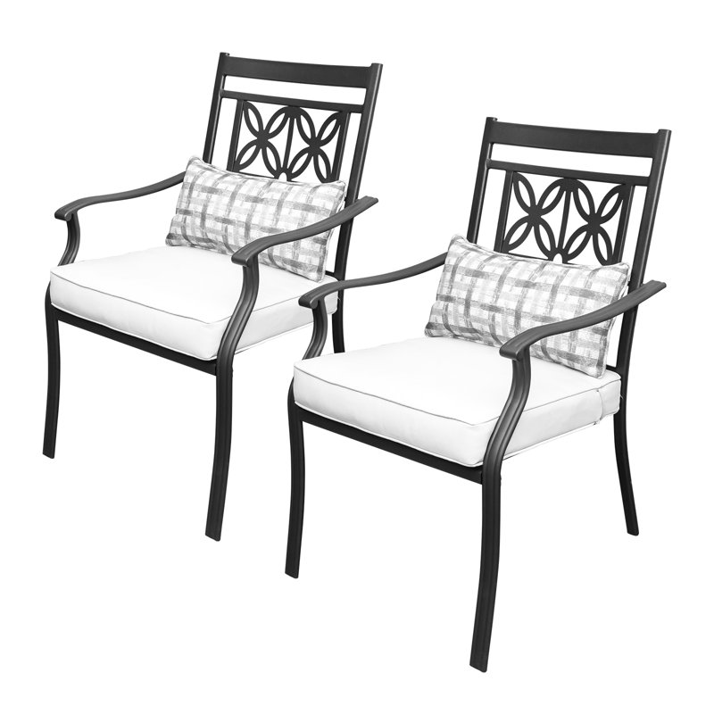 Chaises de salle à manger d'extérieur en métal avec coussin et coussin, 1