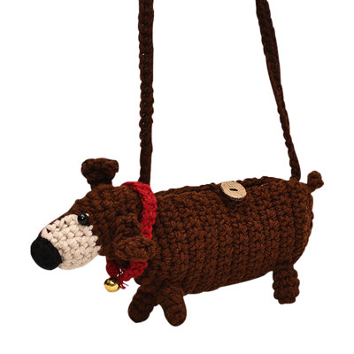 Christmas Gift Cute Dachshund Knitting Color Collision Ladies Small Bag 2024 Autumns and Winter Tides Cool Shoulder Crossbody Women's Bags