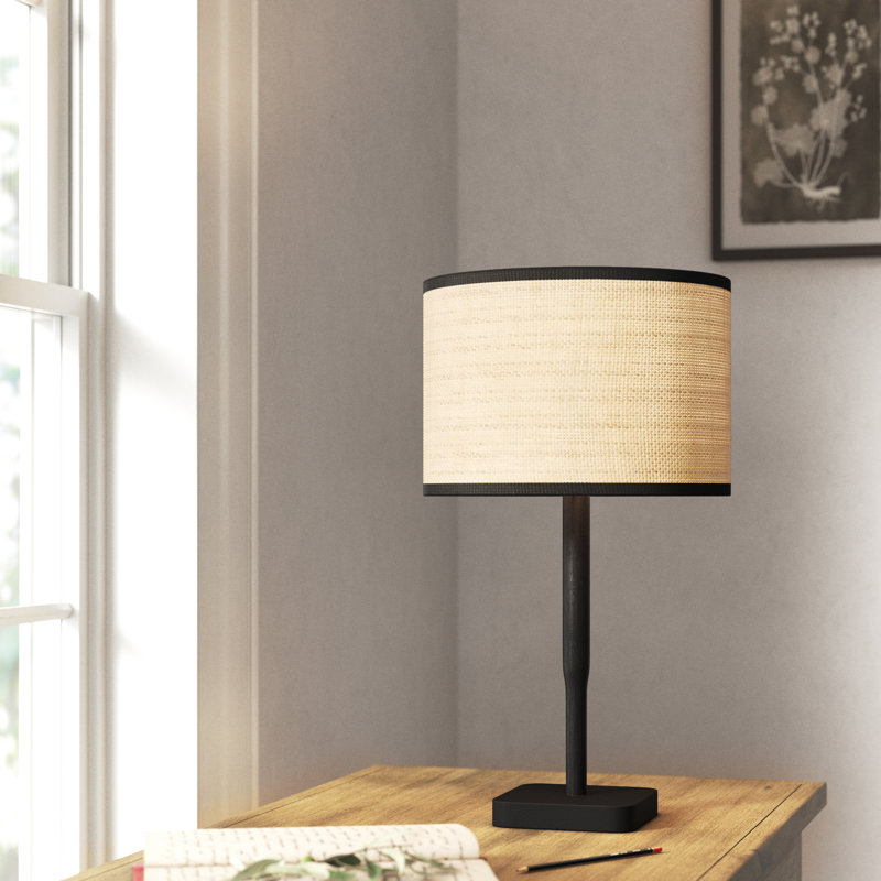Phipps Solid Wood Table Lamp, Natural/Black, Black