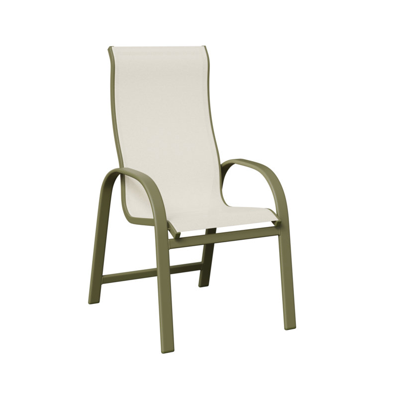 Chaise de salle à manger Amma, Aluminium vert sauge, Blanc