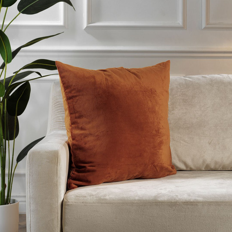 Matte Velvet Cushion Cover - 1 Pc, 51cm x 51cm, Orange