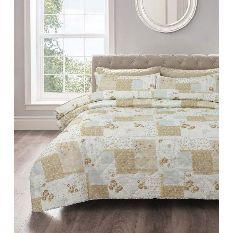 D/B MAYA COVERLESS QUILT SET, Double Duvet Cover + 2 Standard Pillowcases, Natural