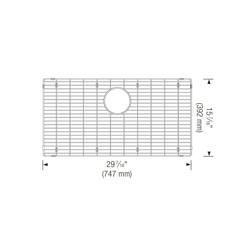 Grille inférieure en acier inoxydable pour éviers simples de précision
