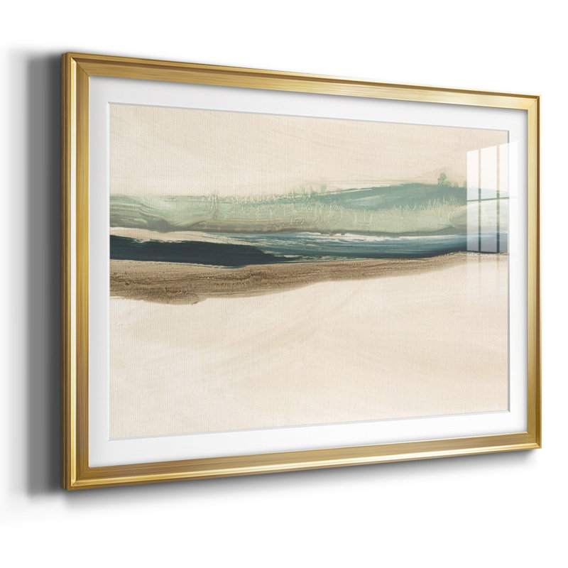 «Layered Horizon II», impression encadrée avec verre biseauté mat et biseauté, Or, H 30 po x l 44 po x P 1,5 po