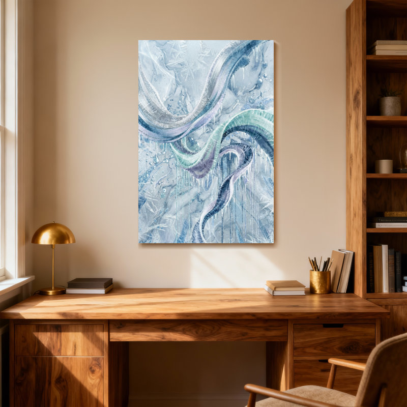 Abstract Flowing Ice Ribbons Abstract Art Pattern, 48" H x 32" W