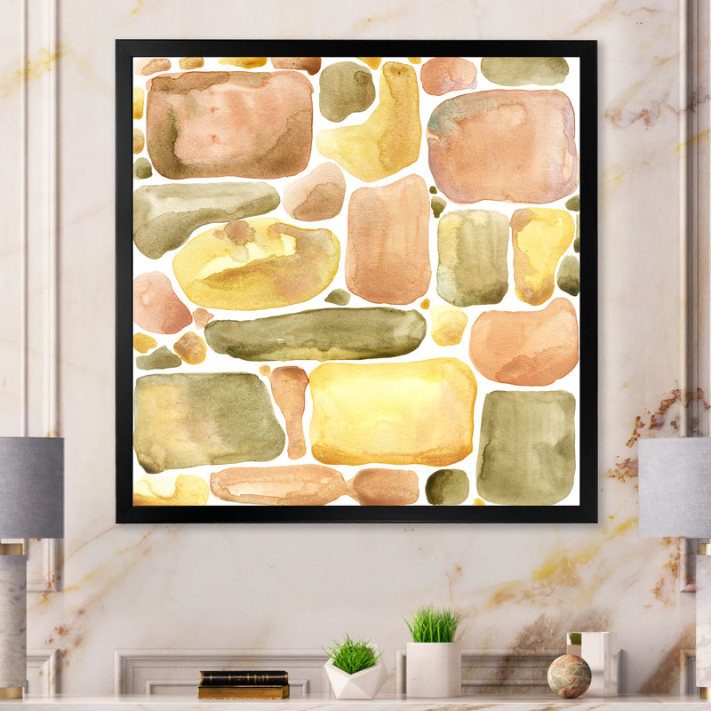 Ornement pierre pastel II - on, Impression noire sur toile encadrée, H 16 po x l 16 po x P 1 po