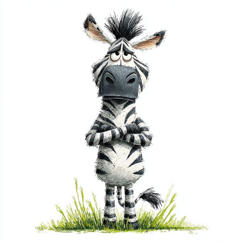 «Grumpy Zebra», art mural sur toile tendue, H 20 po x l 20 po