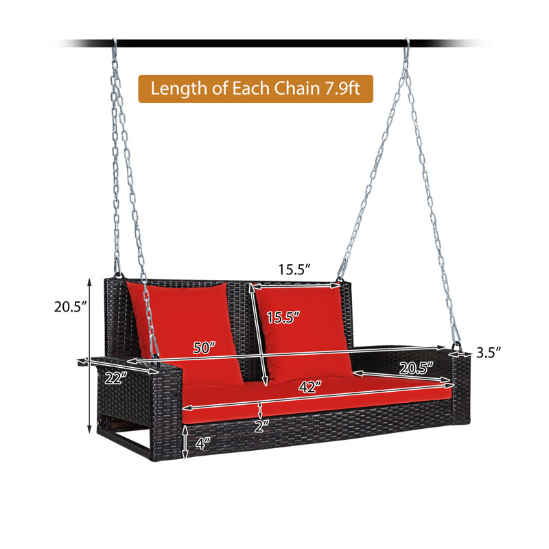 2 Person Porch Swing, Red