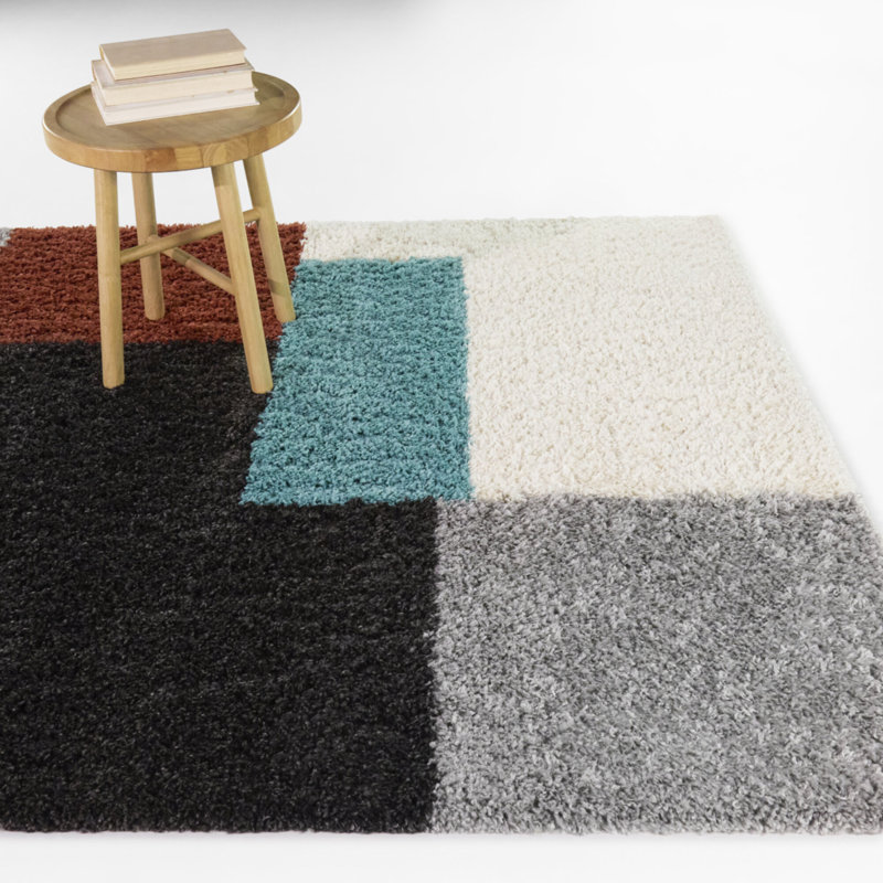Tapis brun / bleu / rouille Daphne, Rectangle 5 pi 3 po x 7 pi