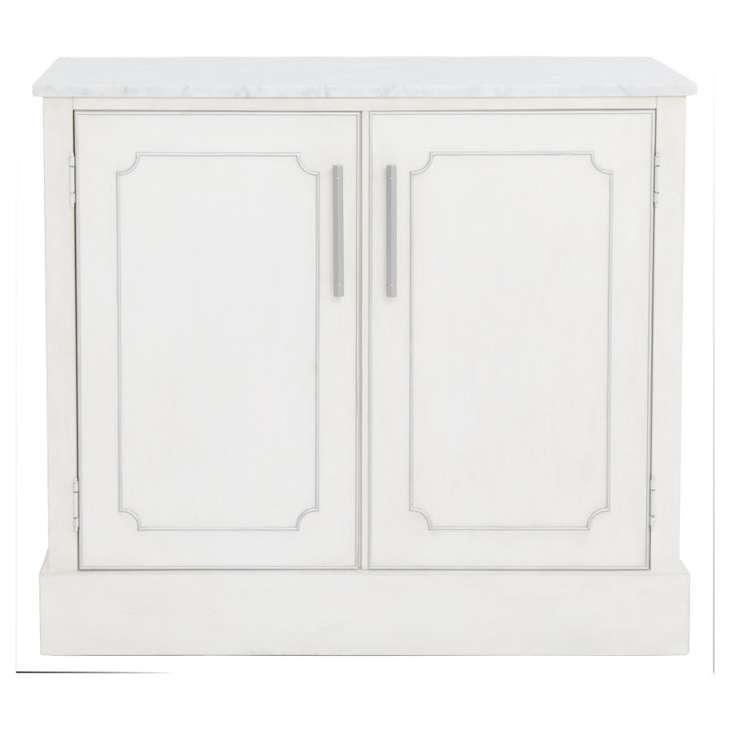 Camille Bar Cabinet, Linen/Antique Pewter