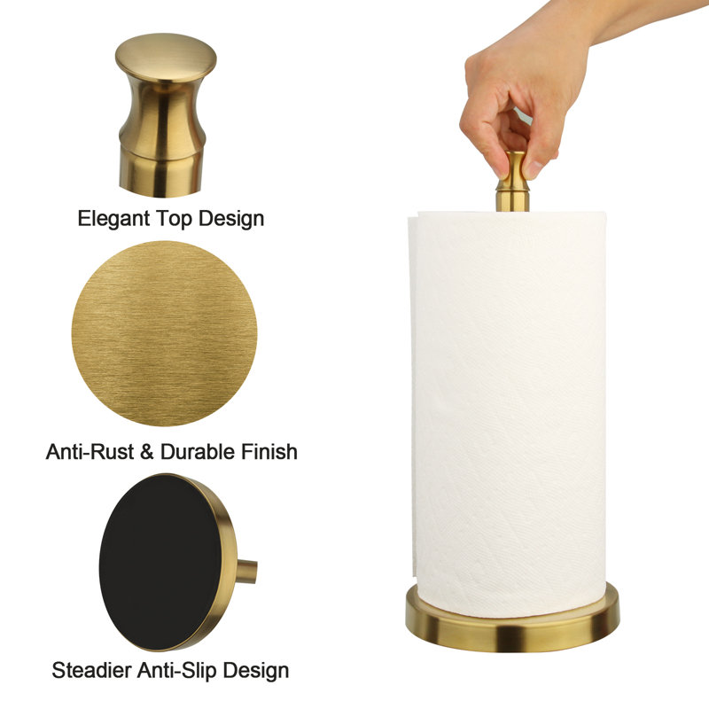 Stainless Steel Paper Towel Holder, Brushed Gold
