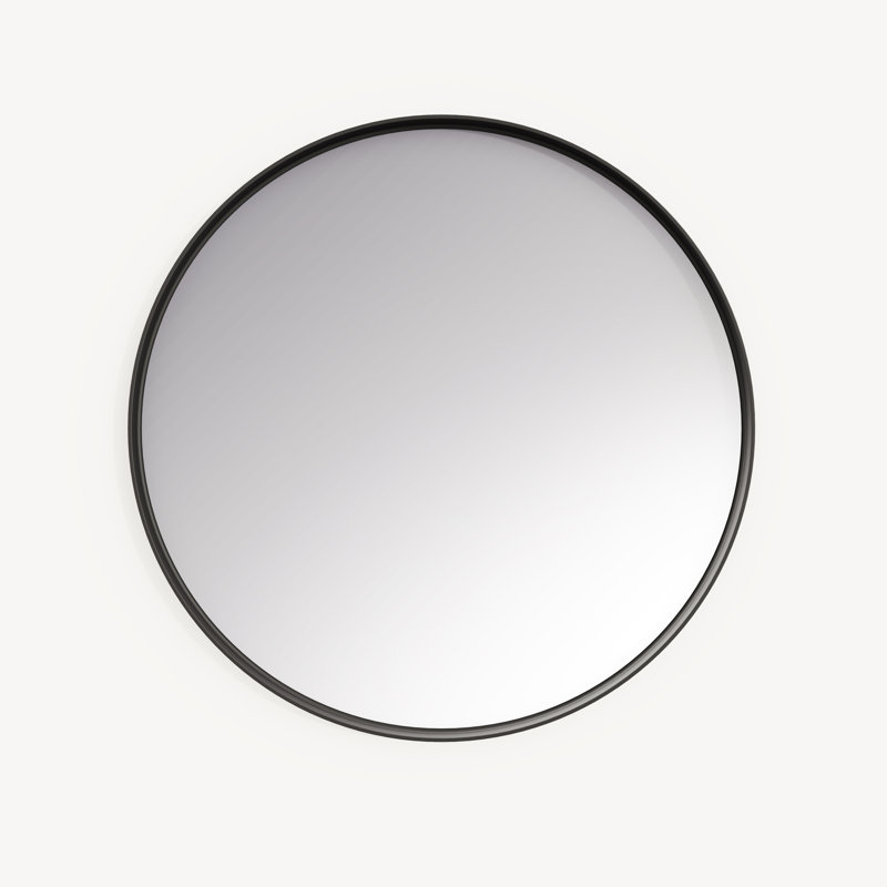 Aluminium Frame Round Wall Mirror, 24" x 24", Black