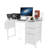 47.3" Office Desk With Power Outlet, 3 Drawers, Side Pocket, Study Desk Easy To Assemble, Frame Stability Reversible For Home Desk, Company Desk, Game Table, Vanity Table, White