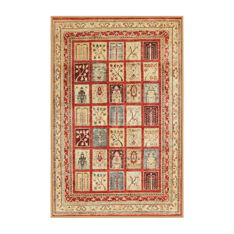 Tapis beige / rouge Bowerston, Rectangle 6 pi x 9 pi