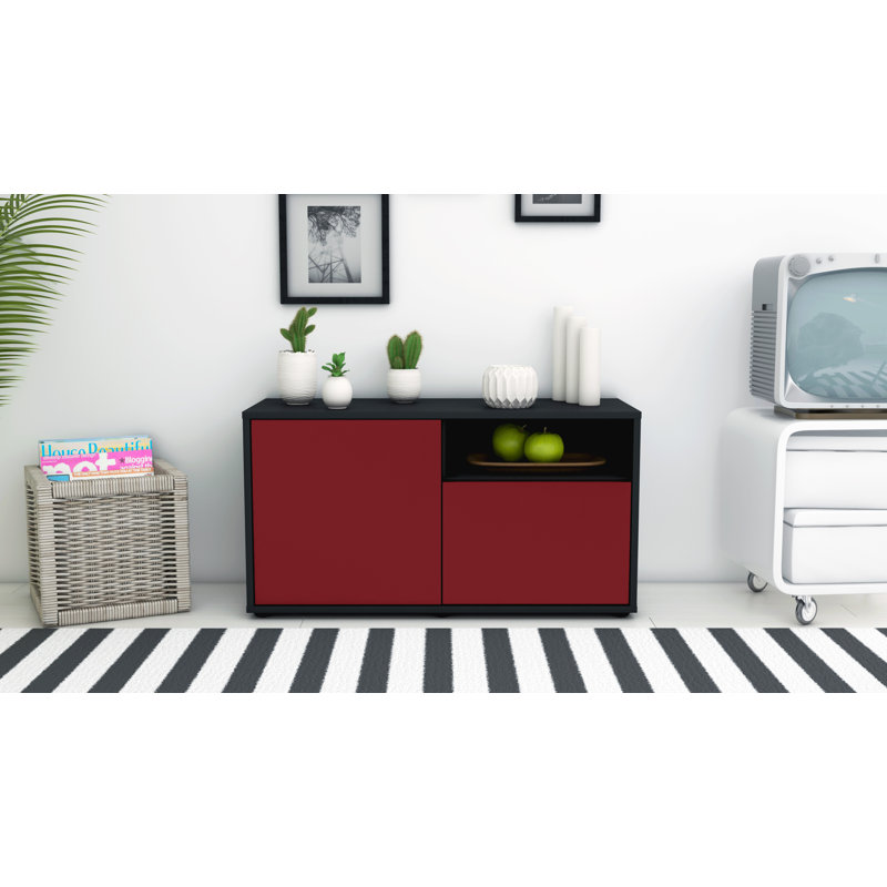 Xzavier 92 cm W Chest of Drawers, Red / Matte Anthracite