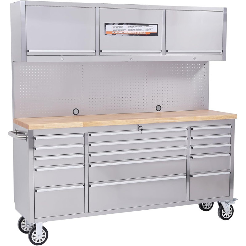 Tool Chest, 24 Drawers, Lockable Mobile Storage Cabinet, Constructed From Stainless Steel for Strength and Stability, Spacious Design Ideal for Workshops, Garages, Kitchens, and Home Use