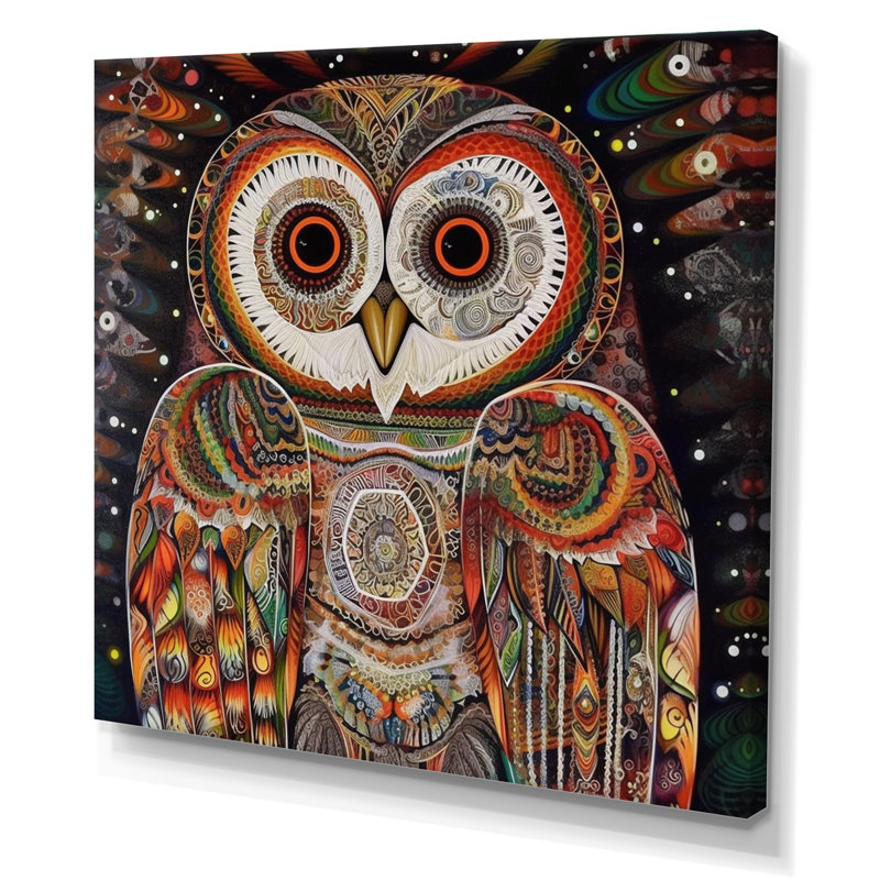 Hibou blanc magique I, H 16 po x l 16 po x P 1 po, Toile tendue