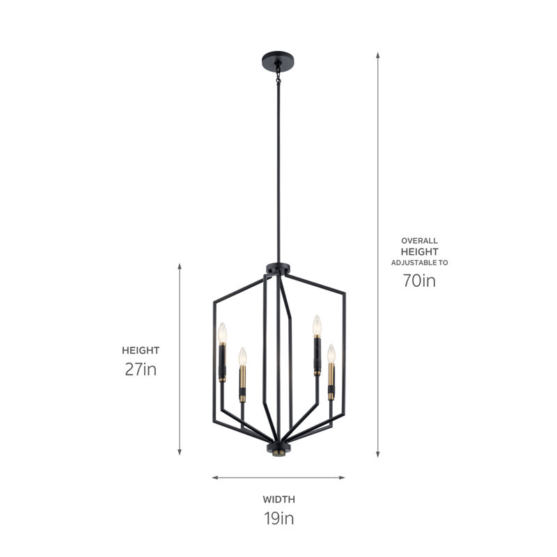 Armand 27" Black and Bronze 4-Light Foyer Pendant