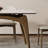 White + Nut-brown Rectangular Sintered Stone + Solid Wood Dining Table-210677396