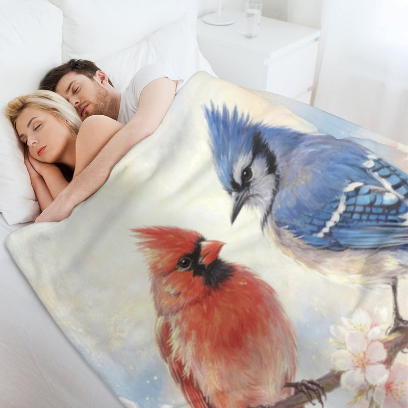 Jeté en flanelle Cardinal Blue Jay, 60 x 80 po