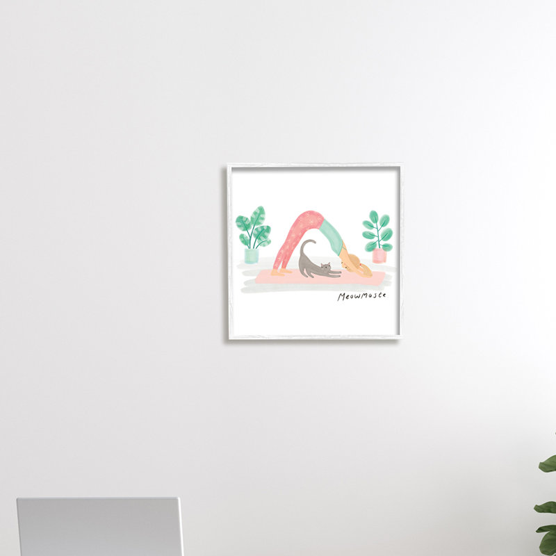 Meowmaste Yoga Cat Pun, Estampe numérique Farmhouse, H 17 po x l 17 po x l 1,5 po