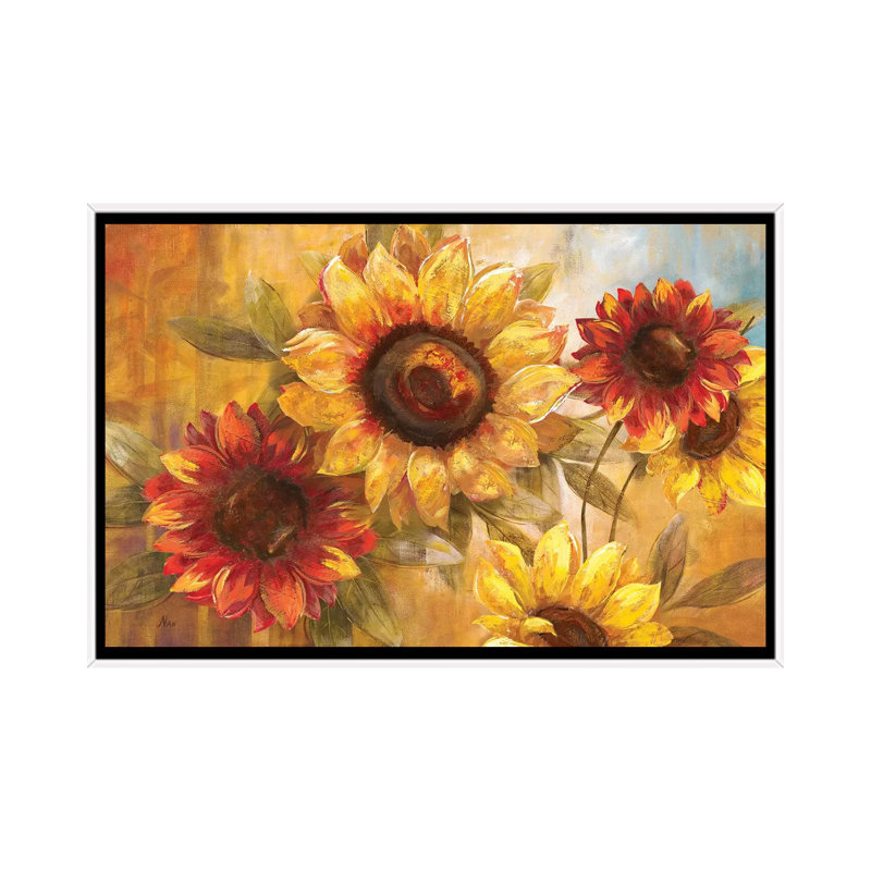 Tournesol «Cheer» par Nan - impression, H 26 po x l 40 po x 1,5 po, Cadre blanc