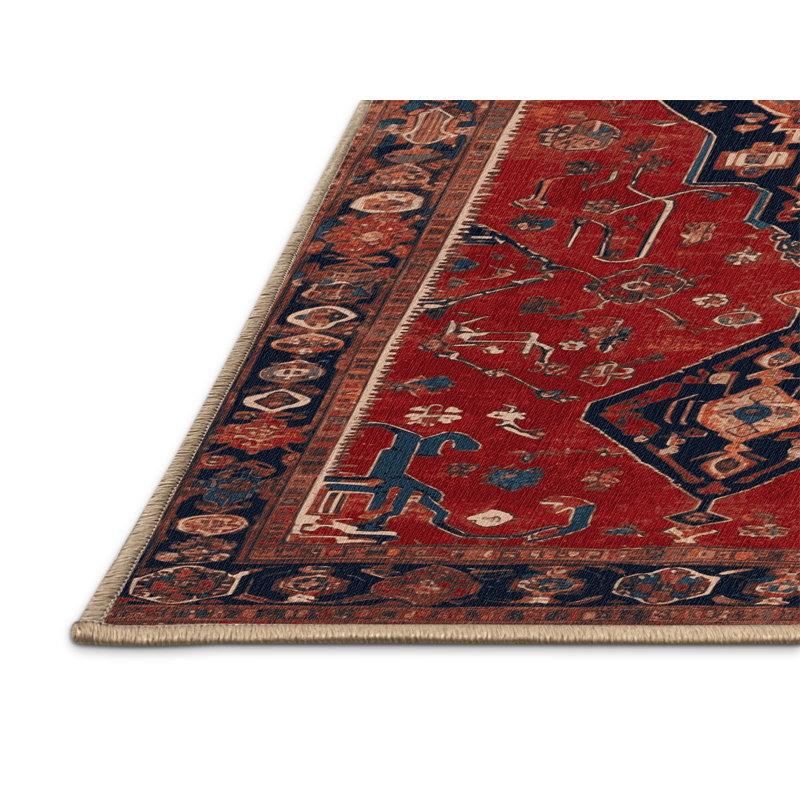 Machine Washable Persian Brown Area Rug, Rectangle 5' x 8'