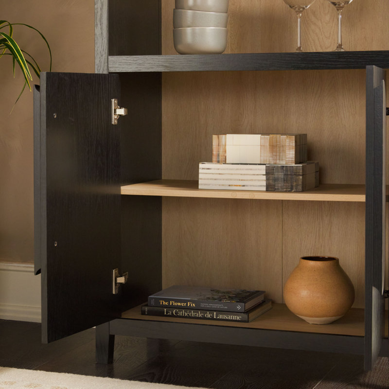 Bibliothèque moderne avec cabinet de rangement H 76 "x l 30" Sitarski, Noir