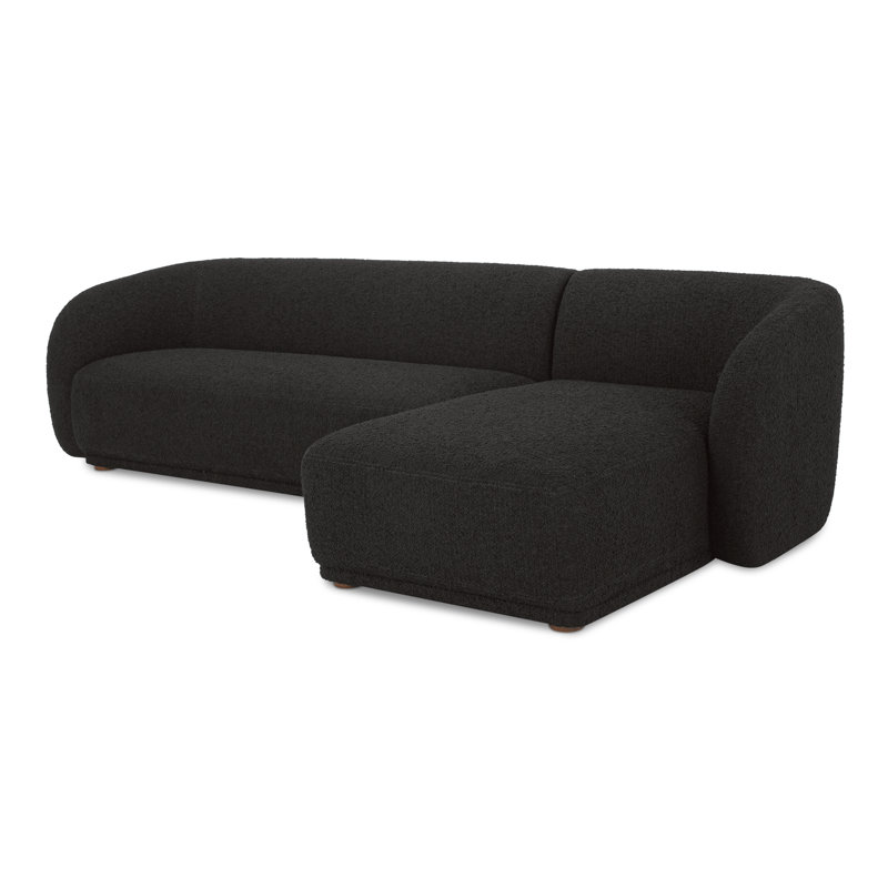 Penelope 2 - Piece 112" Chaise Sectional, Noir Bouclé, Right Hand Facing