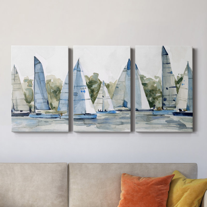 " Pastel Marina I " 3 - Pieces, 60" H x 40" W x 1" D