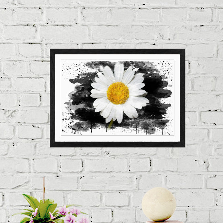 Flower White Daisy - Wall Art, 45cm H x 62cm W, Framed Picture