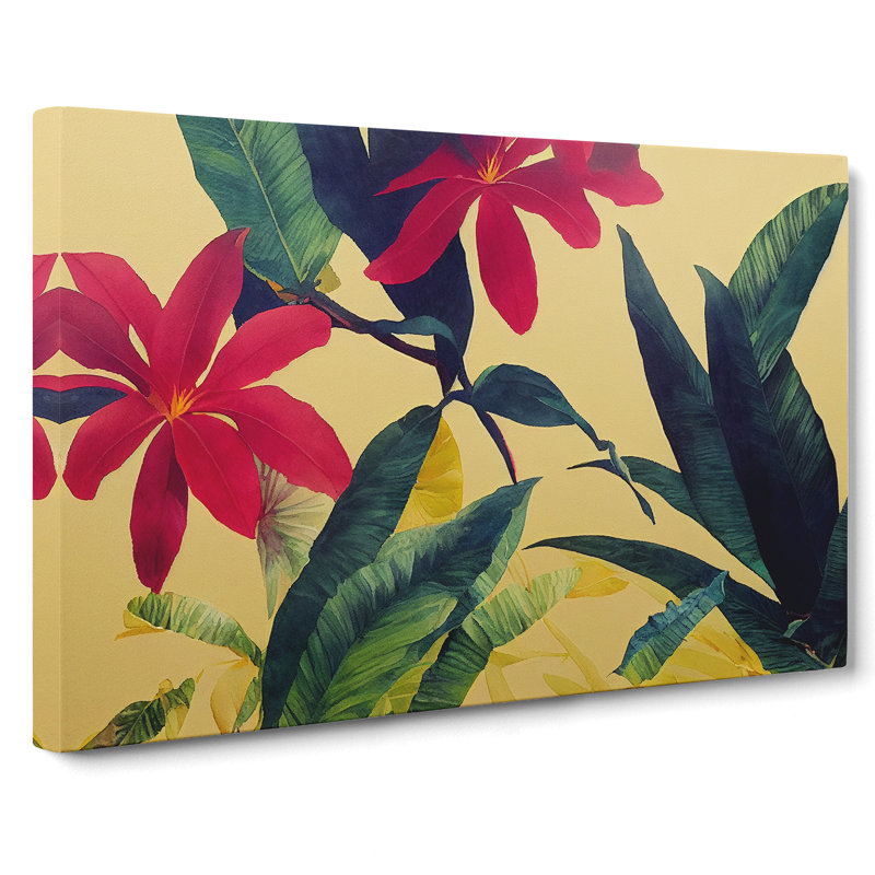 Tropical Flowers - Wrapped Canvas Print, 35cm H x 50cm W x 3cm D