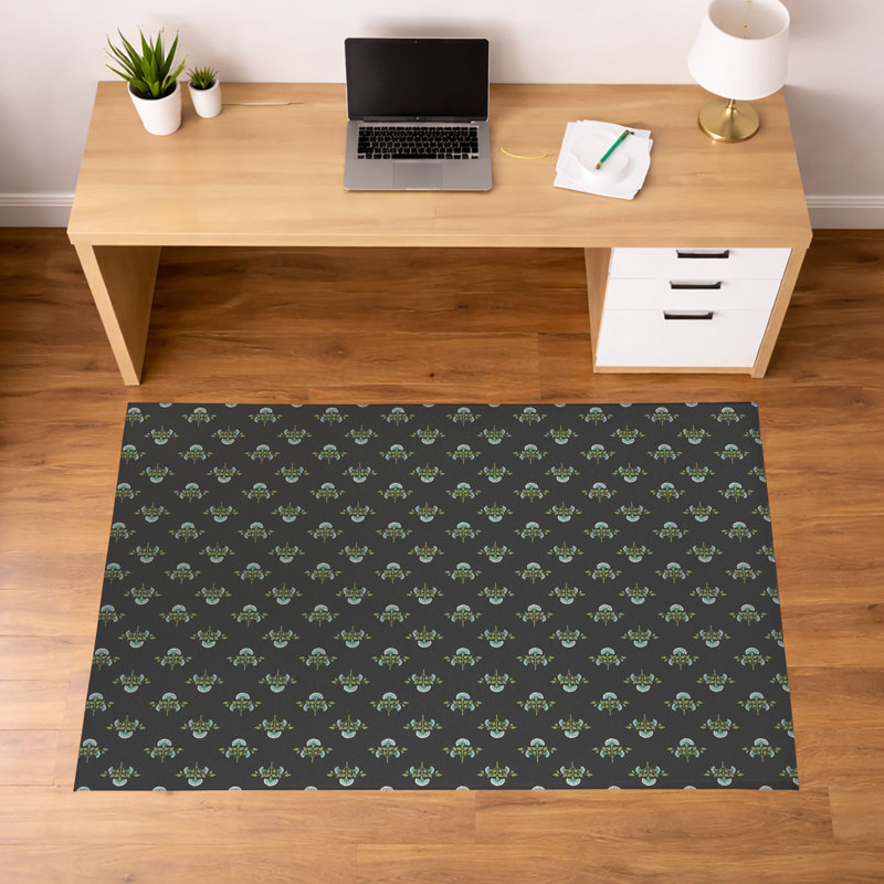Tapis de bureau léger antidérapant Flora, H 0,1 po x l 84 po x P 60 po, Gris anthracite